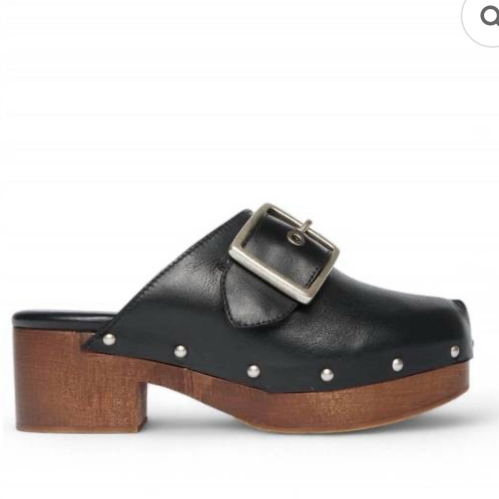 Freda Salvador Jazz Buckle Clog in Black Calf Sz 8
